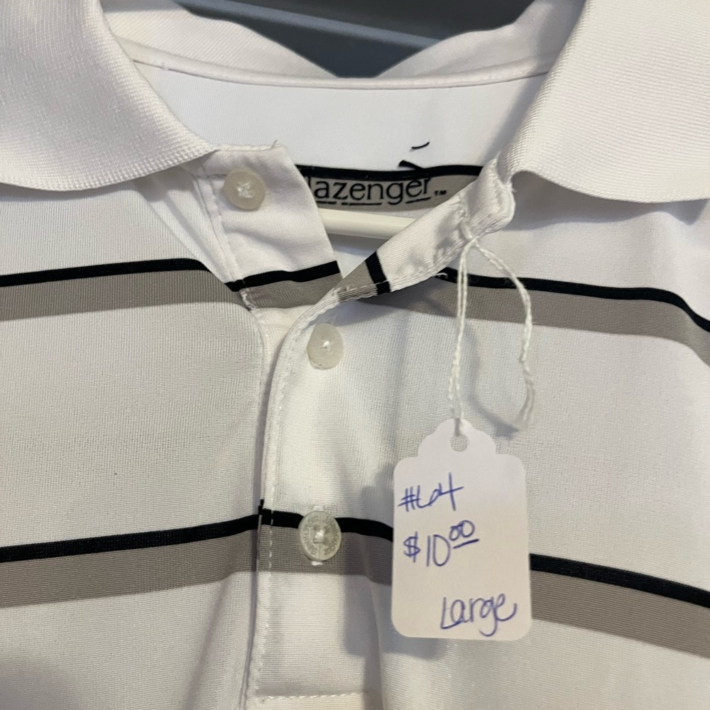 Slazenger White Polo Shirt with Black Stripes